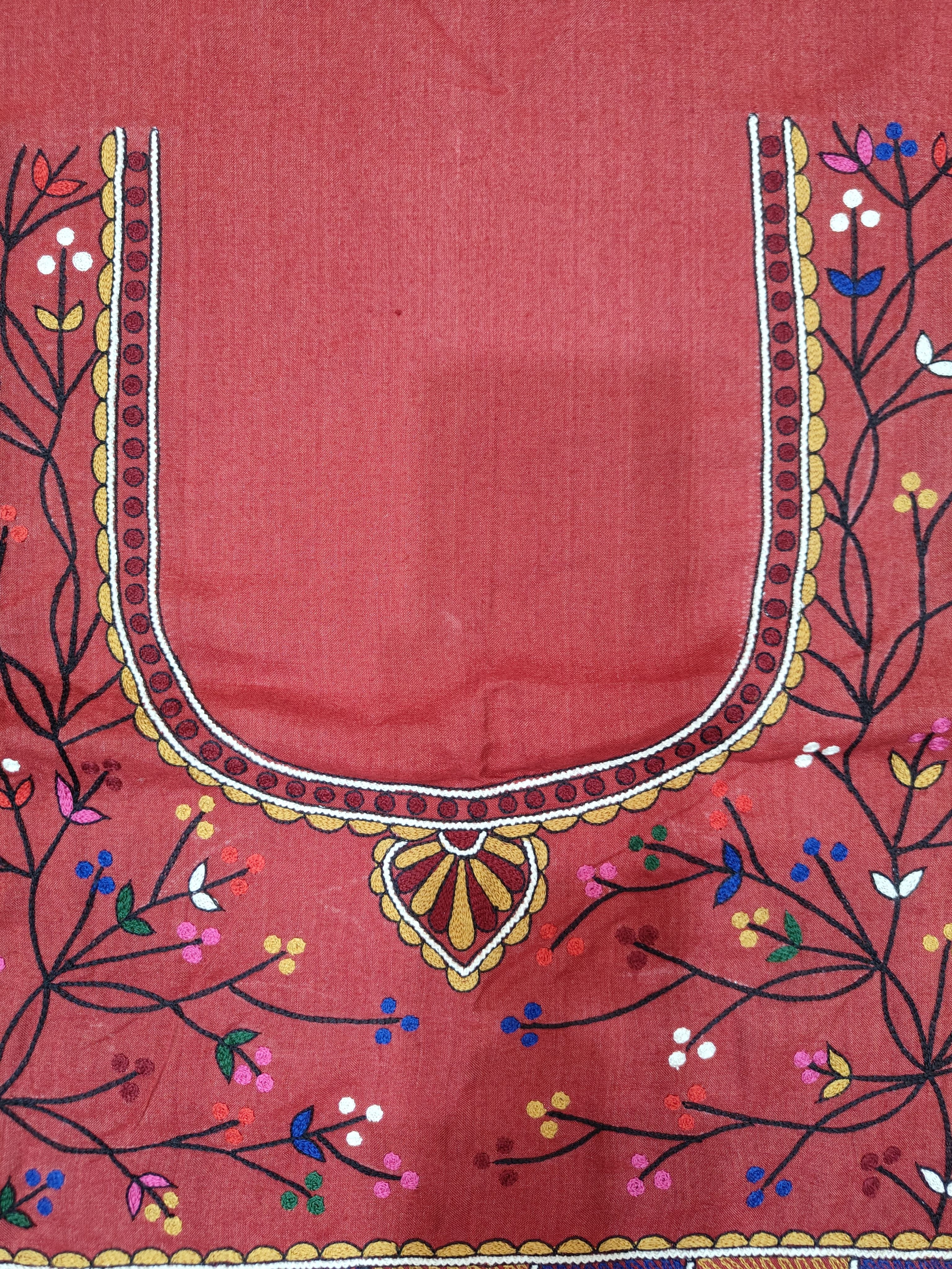 Handpainted Elegance: Madhubani Blouse Piece on Half Tussar Silk